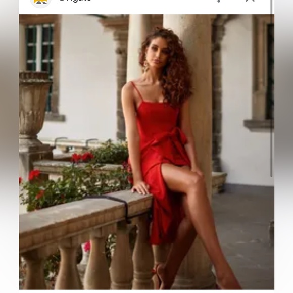 Fame and Partners Dresses & Skirts - Fame and Partners dress- red slip with bow tie